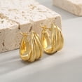 thumbnail image 3 of Gold Twisted Hoop Earrings Gold Plated Thick Chunky Earrings For Women Fashion Jewelry Party Costume Accessory, 3 of 4
