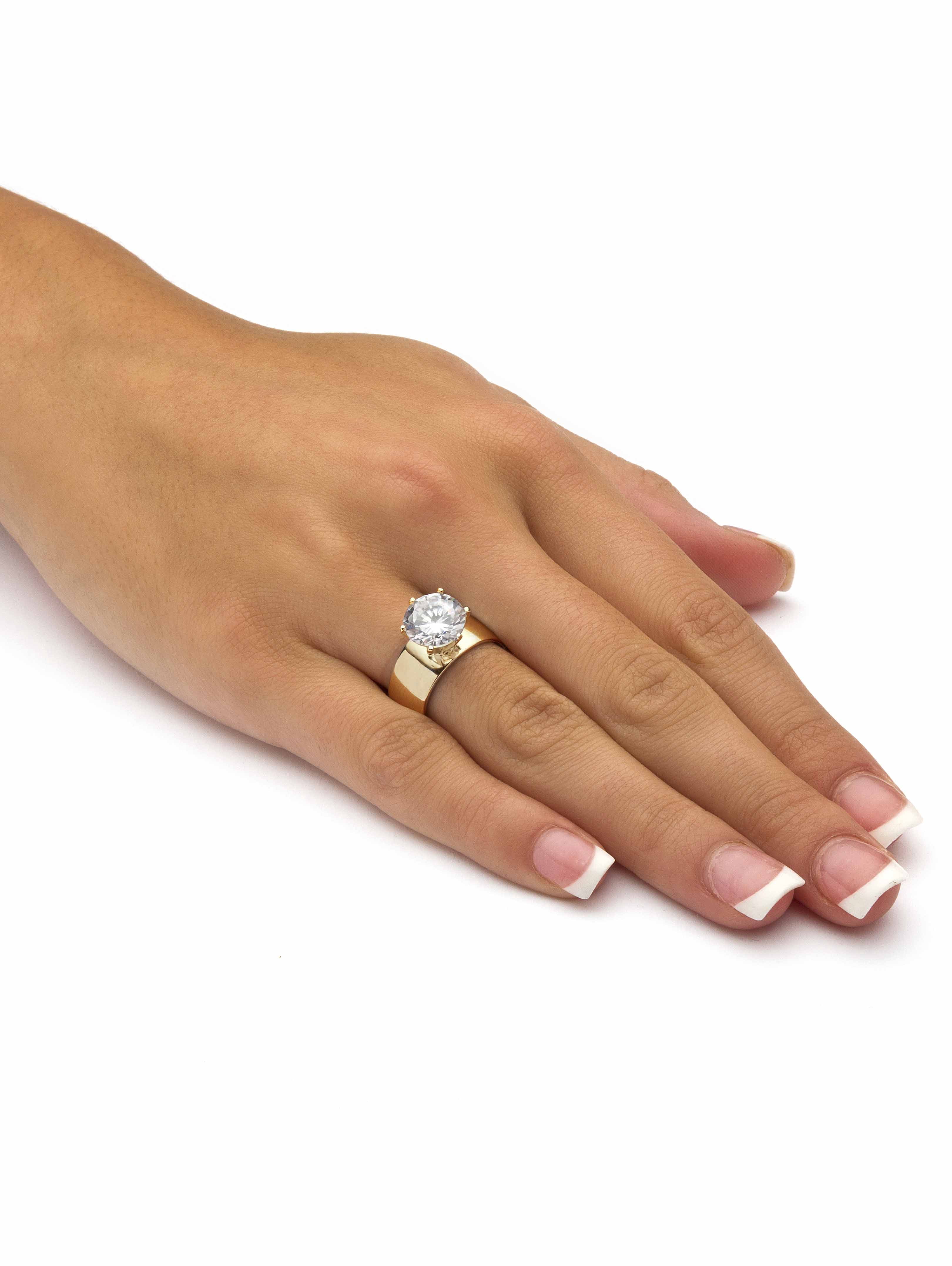 PalmBeach Jewelry 4 TCW Round White Cubic Zirconia .925 Sterling Silver or 14k Gold Plated Solitaire Engagement Ring