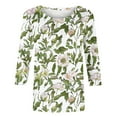 thumbnail image 5 of Nrmvnmi Womens 3/4 Length Sleeve Cotton Tops Casual Floral Print Round Neck Tie Dye Summer/Fall Tops Loose Fit Elastic and Lightweight Blouse For Women, 5 of 6