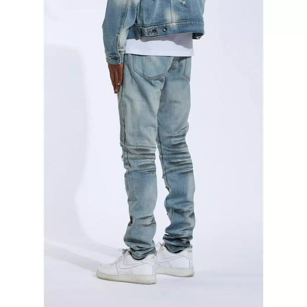 【SCENERITY】Wave destroyed Jeans ZAKAY Women's High Waist Ripped Jeans Straight Leg