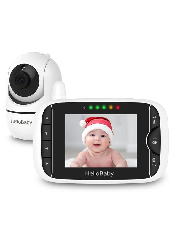 HelloBaby Video Baby Monitor with Remote Camera Pan-Tilt-Zoom, 3.2'' Color LCD Screen, Infrared Night Vision, Temperature Display, Lullaby, Two Way Audio C25
