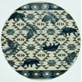 thumbnail image 2 of 7' Round Ivory or Blue Geometric Lodge Pattern Indoor Area Rug, 2 of 2