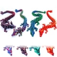 thumbnail image 1 of Juego de juguetes con forma de dragón impreso en 3D, 4 piezas, 30 cm, articulados, coloridos, 1 of 7