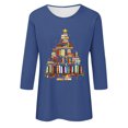 thumbnail image 4 of Meichang T-Shirts de Noël pour Femmes, Col Rond, Manches 3/4, Coupe Ample, Pull de Noël Classique, Joyeux Noël, Graphique, 4 of 4