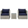 thumbnail image 4 of Modern Contemporary Urban Outdoor Patio Balcony Garden Furniture Lounge Sectional Sofa Set, Sunbrella Rattan Wicker, Navy Blue Light Gray, 4 of 5