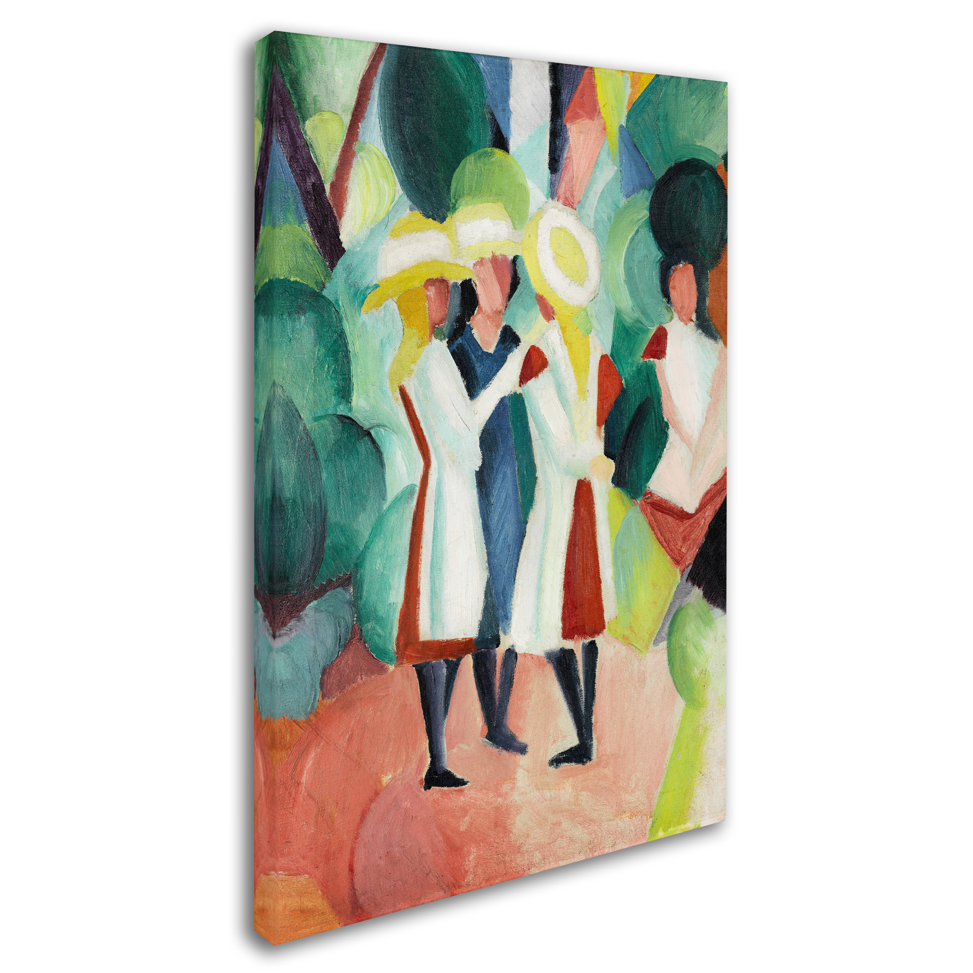Trademark Fine Art 'Three Girls In Straw Hats' Canvas Art by August Macke
