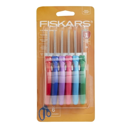 Fiskars Kids Blunt Tip Scissors, 5", Assorted Colors, Pack of 6, Elementary School, Kids Scissors
