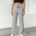 thumbnail image 2 of Striped Pants Women, Audhol Women's Striped Pants Comfy Pajama Pants Drawstring Elastic Waist Striped Wide Leg Pants Summer Pants for Women Grey XL, 2 of 9