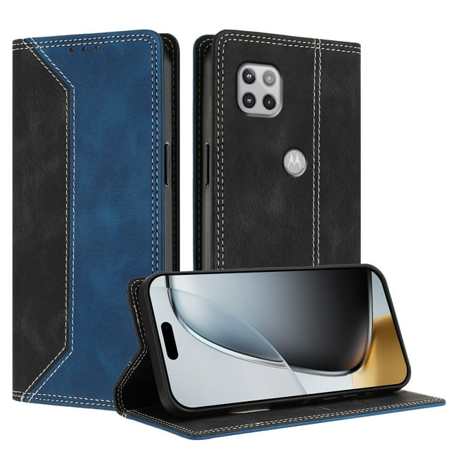 Funda FOXDOCK para Motorola Moto One 5G Ace de Cuero Premium Bicolor con Ranuras RFID, Carcasa Tipo Billetera Antigolpes y Soporte Plegable