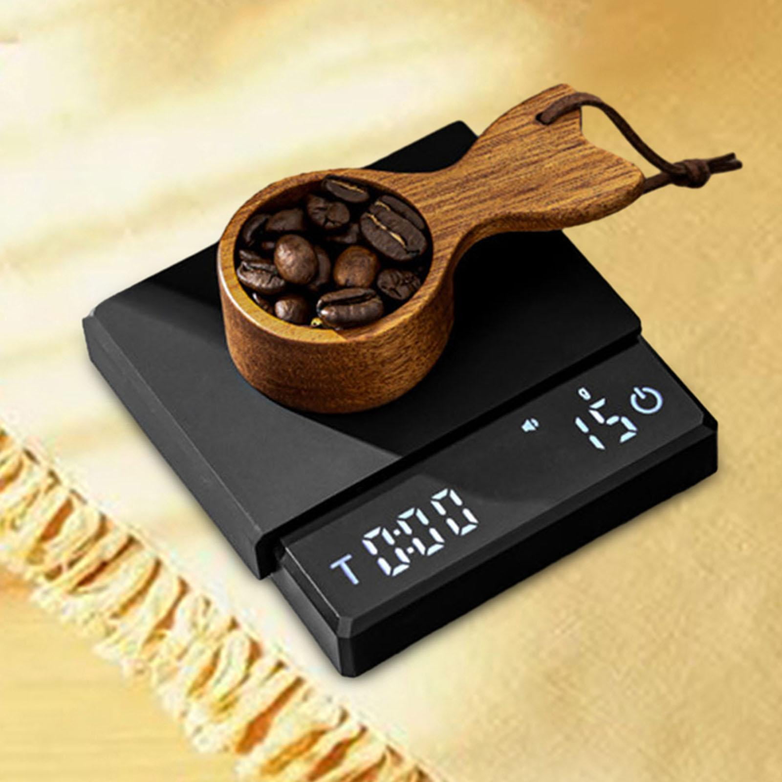 Fiocias Kitchen Coffee Scale Barista Tool USB Rechargeable Birthday Gifts Digital Coffee Black