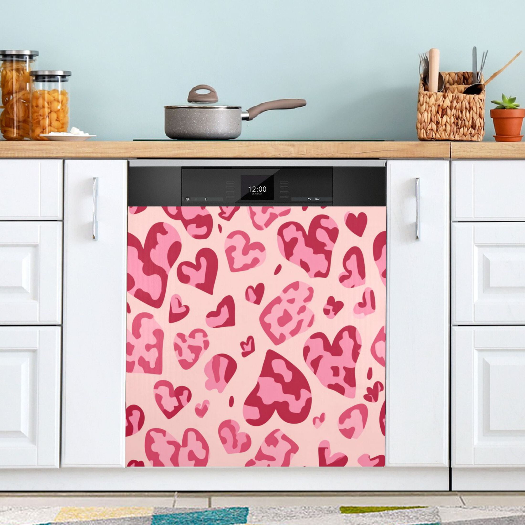 IAUYY Magnetic decorative sticker - 23x26 Inch PVC Refrigerator Decorative Cover, Removable DIY Art for Kitchen Appliances Heart Pattern