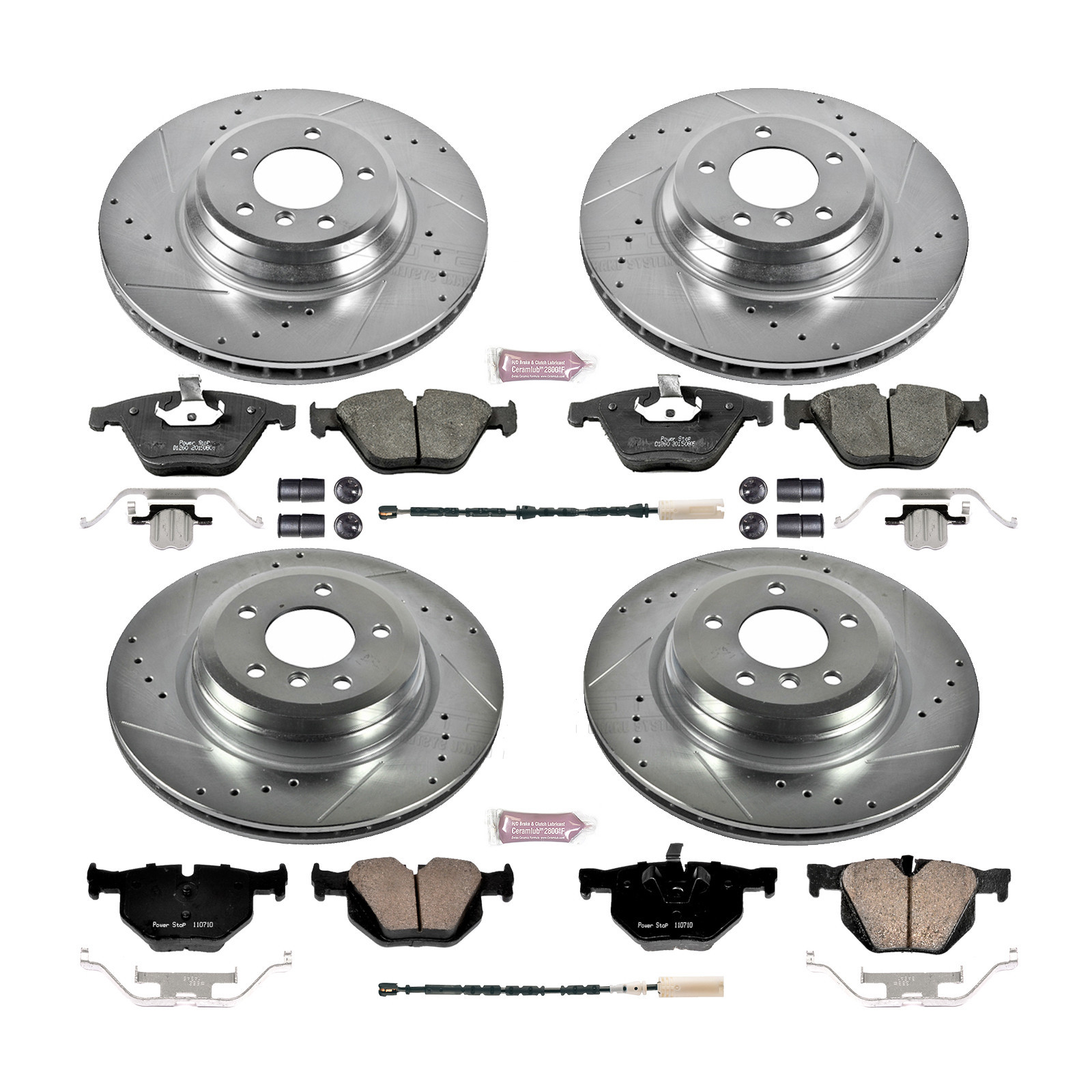 PowerStop Front and Rear Z23 Evolution Sport Carbon-Fiber Ceramic Brake Pad and Drilled & Slotted Rotor Kit Fits: BMW Select Models K6057