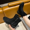 thumbnail image 6 of POROPL Womens Ankle Boots Fashion Chunky Suede Retro Shoes,Womens Boots Size 5.5, 6 of 7