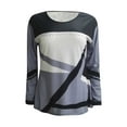 thumbnail image 4 of IROINNID Deals Womens Plus Size Tops Lounge Round-Neck Stitching Contrast Color Long Sleeve T-shirt Blouse,Black, 4 of 5