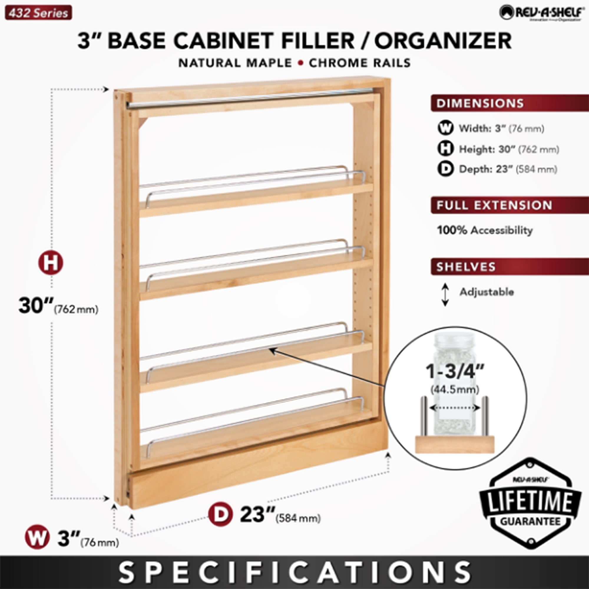  Base Cabinet Fillers Chrome Base Organizers : Home & Kitchen