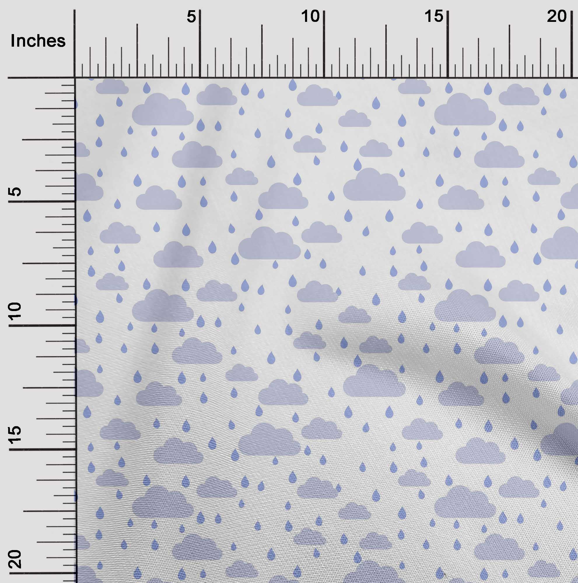 oneOone Georgette Viscose Fabric Raindrop & Clouds Nature Print Sewing Fabric BTY 42 Inch Wide