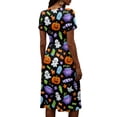 thumbnail image 5 of Women's Halloween Theme Costume Dress 2026 V Neck Short Sleeve Wrap Midi Dress Halloween Print Dress Fall Halloween Night Outfits, 5 of 5