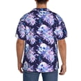 thumbnail image 3 of Rateoe blue starry sky Skull flower Pattern Men's Short Sleeve Classic Shirt, Casual Short-Sleeved Shirt, Lightweight Summer Shirt, Cuban Collar Shirt,Button-Front Shirt-4X-Large, 3 of 5