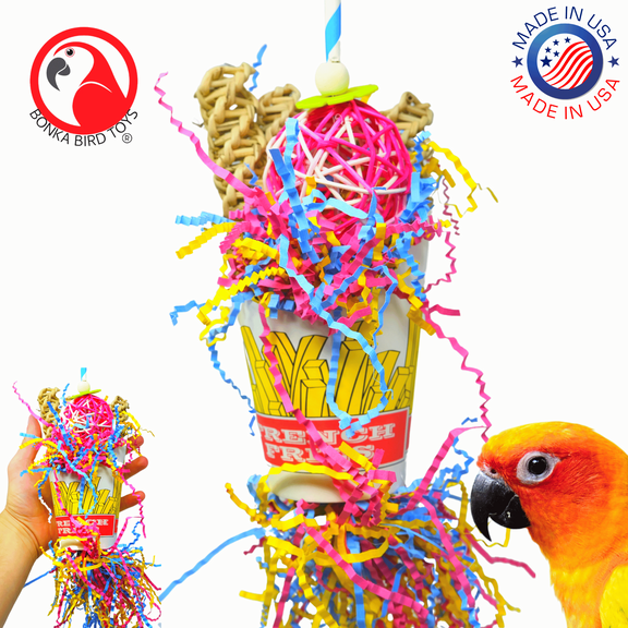 Bonka Bird Toys Bonka Bird Toys 2334 Order Of Fries Chew Preen Forage Parrot Cage Toy