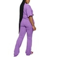 thumbnail image 2 of Aomice Women 2 Piece Lounge Outfits Short Sleeve Top and Flare Pants Sets Tracksuit Purple L, 2 of 5