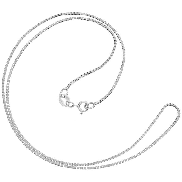 Everyday Elegance 14K Solid White Gold Necklace Box Link Chain 14