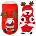 thumbnail image 4 of Peroptimist Dog Cat Christmas Outfit Coat Sweater Santa Claus Cartoon Deer Costume Soft Warm Coral Fleece Pet Hoodie Winter Thick Velvet Party Dress Up Clothes Jumpsuit Apparel for Puppy, 4 of 8
