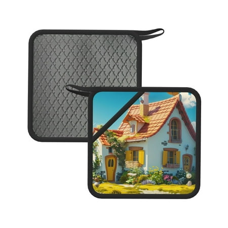 

Sikiie Cozy Cartoon Backyard Pot Holders Kitchen Insulation Mats Heat Resistant Pot-Holder Oven Anti-Scald Pads for Cooking Baking 7.1*7.1inch