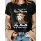 thumbnail image 1 of [Cat Humor T-Shirt] Cat Humor Graphic Women's Casual T-Shirt | Short Sleeve, Crew Neck, Polyester, Machine Washable | "I Try to Be a Nice Person, But Sometimes My Mouth Doesn’t Cooperate" Print, Cat, 1 of 6