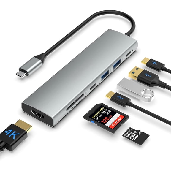 TOTU 7 in 1 USB C Hub, Docking Station, 2 USB 3.0 Ports, 1 USB C 3.0 Port