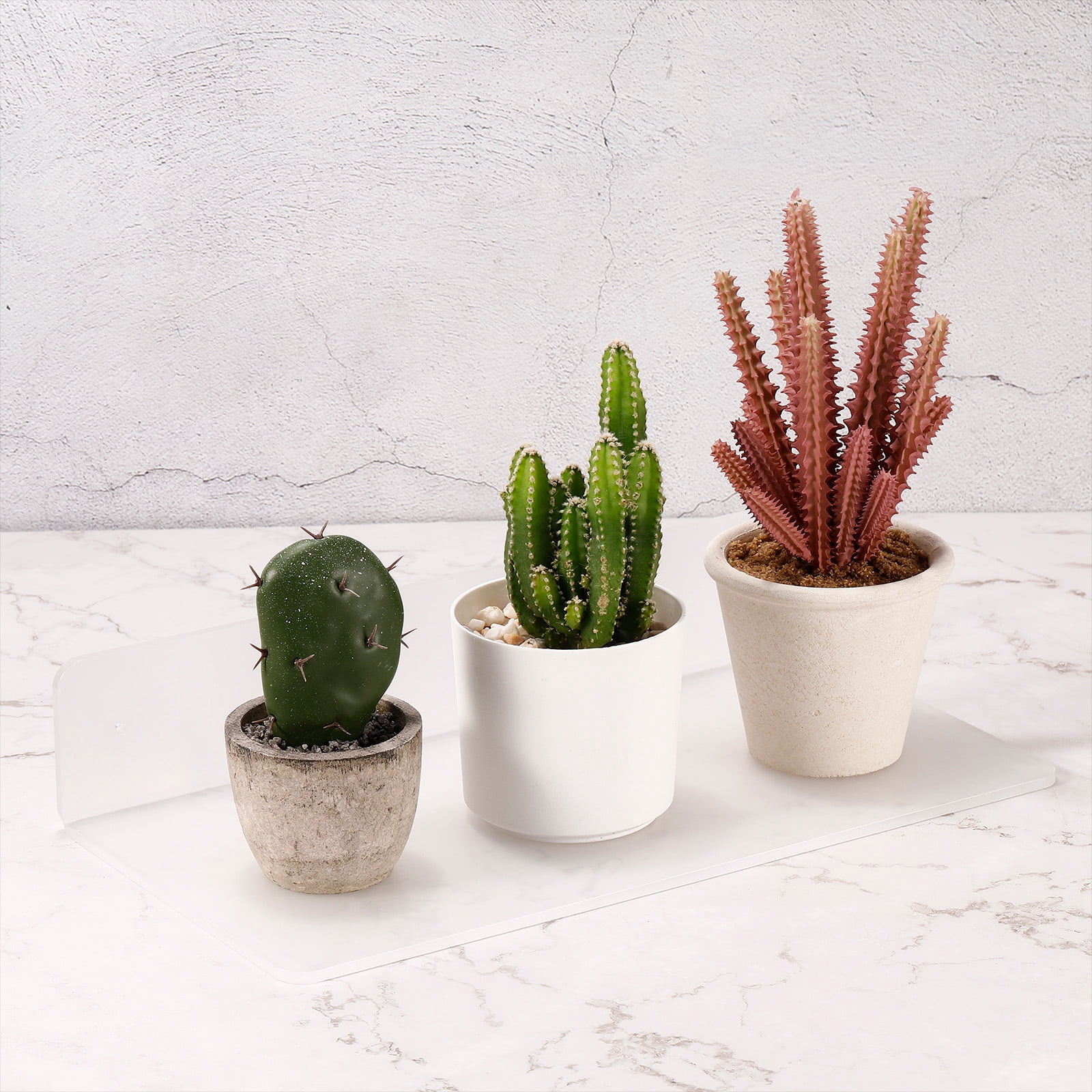 Unique Bargains L-Shaped Acrylic Floating Shelf Wall Mounted Shelves 11.81"x 7.87"x 2.32"