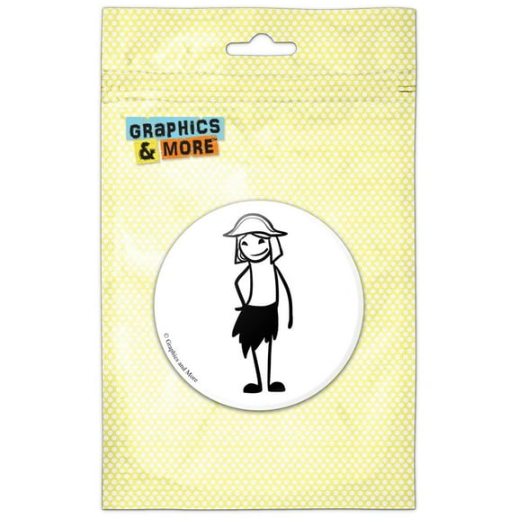 Pirate Mom Stick Figure Mother Pinback Button Pin Badge