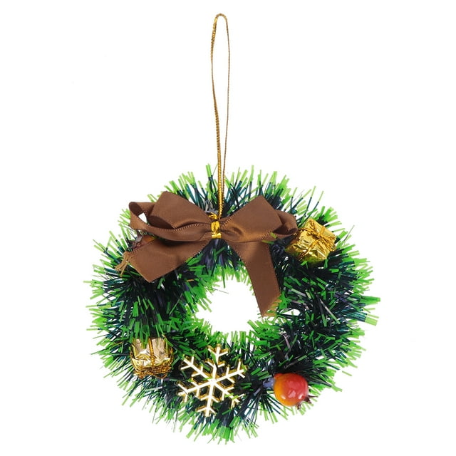 Mini Christmas Wreath Ornament PVC Creative Hanging Snow Gift Box Garland Party Pendant Decor (C Style)