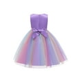 thumbnail image 2 of Toddler Kids Baby Girls Rainbow Mesh Tutu Princess Dresses Lace Flower Sleeveless Formal Party Evening Dress, 2 of 7