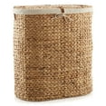 thumbnail image 5 of Casafield Oval Laundry Hamper with Lids and Removable Liner Bags - Natural, Woven Water Hyacinth 2-Section Laundry Basket for Clothes and Towels, 5 of 7