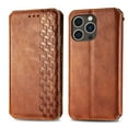 thumbnail image 6 of Compatible for iPhone 15 Pro Wallet Case, Embossed Pattern PU Leather Magnetic Closure Flip Cover with Credit Card Slots Kickstand Soft Silicone Anti-Scratches Shockproof Case, Brown, 6 of 6