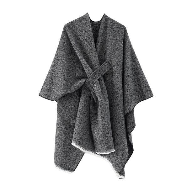 Poncho grande con abertura delantera para mujer - Chal de punto, material de poliéster - Talla única