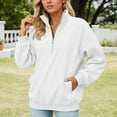thumbnail image 2 of SGMVNU Womens Half Zip Oversized Sweatshirts Hoodies 2025 Fashion Long Sleeve Pullover Tops Streetwear Fall Outfits with Pocket(White, S), 2 of 5