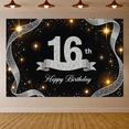 thumbnail image 5 of Sparkling Glittery 16th Birthday Banner Backdrop Background Party Decorations Photography Props Happy Birthday Party Supplies, 5 of 8