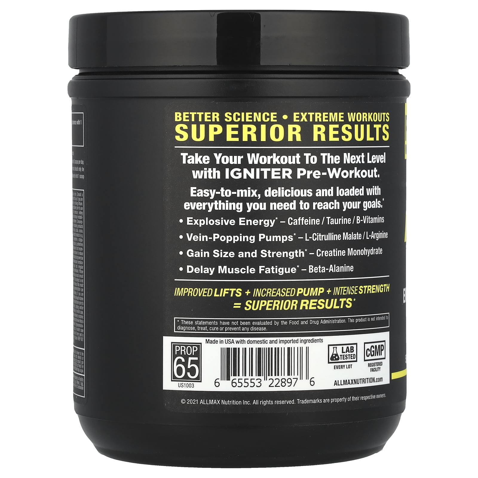 ALLMAX IGNITER, Pre-Workout, Blue Raspberry, 11.28 oz (320 g)