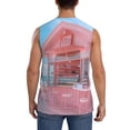 thumbnail image 4 of Fotbe Pastel Pink Beach Cafe Men's Camiseta sin Mangas Estampada para Hombres, Playera Casual para Gimnasio, Entrenamiento, Playa-Small, 4 of 7
