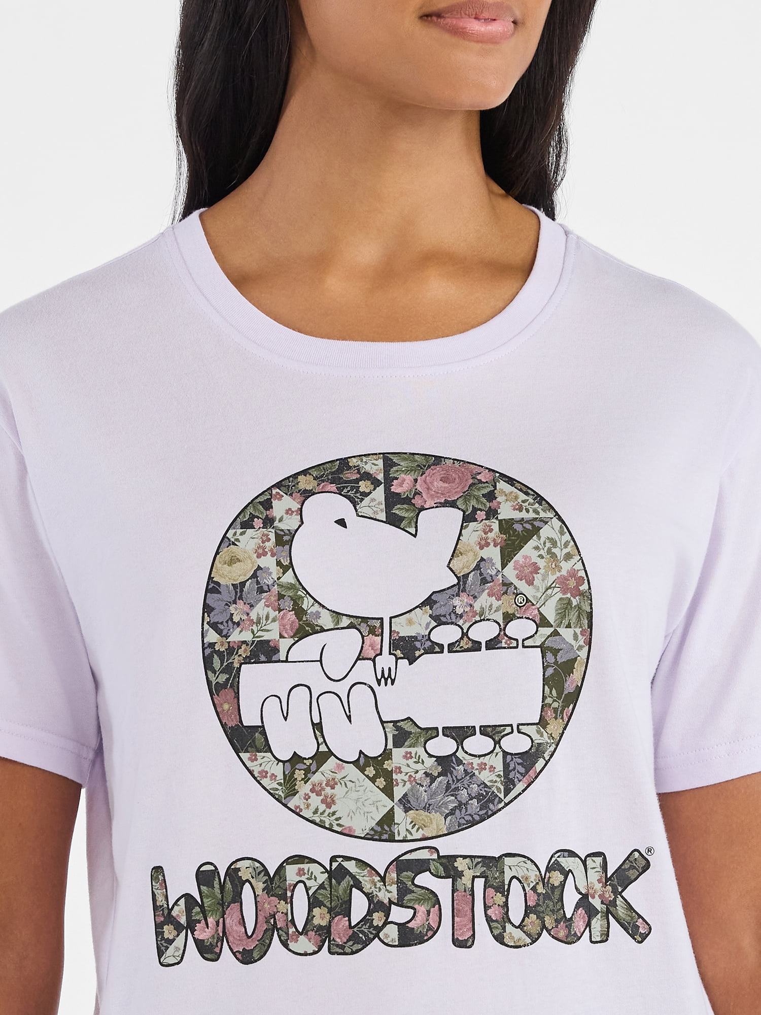 Time and Tru Women's Woodstock Quilted Graphic Tee with Short Sleeves, Sizes XS-XXXL