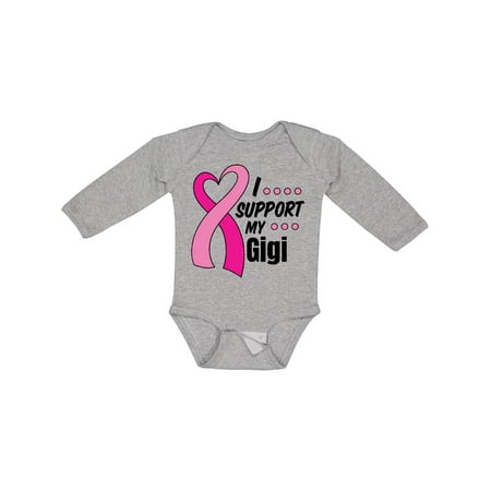 

Inktastic Breast Cancer Awareness I Support My Gigi with Pink Ribbon Boys or Girls Long Sleeve Baby Bodysuit