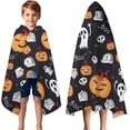 thumbnail image 3 of Classic Halloween Icons Pattern Hooded Bath Towel，50"x30" for Ages 3 To 12 Kids, Quick Dry Lightweight Soft Microfiber Hood Beach Towel Cover Up for Kids, 3 of 7