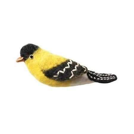 Goldfinch Bird Figurine - Dzi Hand Felted Goldfinch Decorative Garden Bird Ornament