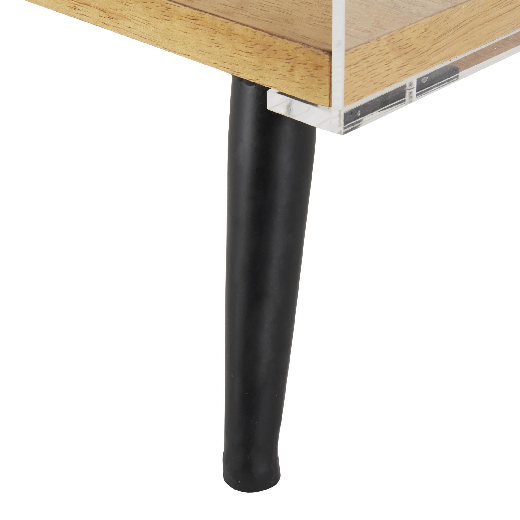DecMode 23" x 36" Clear Acrylic Plastic 6-Tier Shelving Unit with Wood Base and Black Metal Legs, 1-Piece
