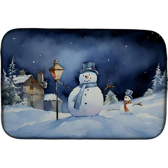 21 x 14 in. Unisex Christmas Snowmen Dish Drying Mat