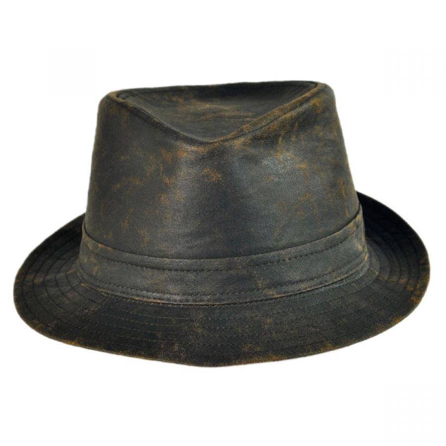 Weathered Cotton Trilby Fedora Hat - XXL - Brown