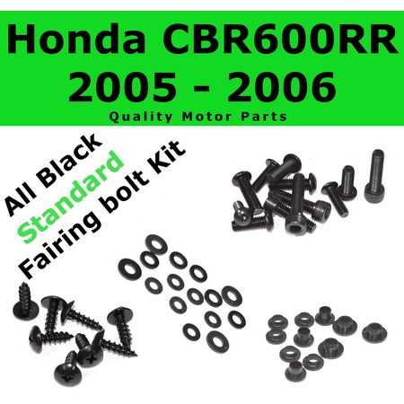- Black Fairing Bolt Kit for Honda CBR600RR 2005 - 2006 body screws fasteners Stainless