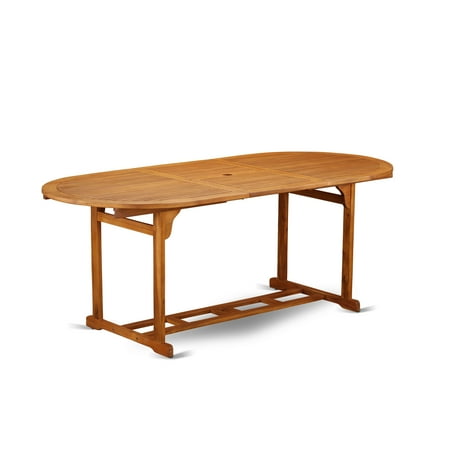 East West Furniture BBSTXNA Oval Terrace Acacia solid wood Dining Table - Natural Oil Finish- Extension butterfly leaf
