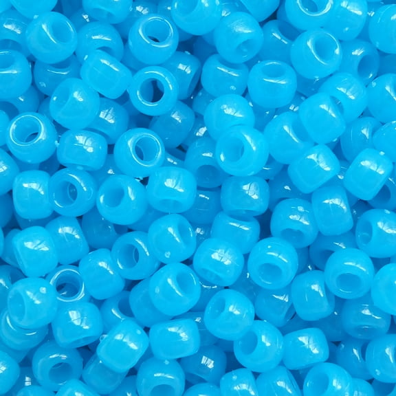 Pony Beads Electric Blue Nightglow Glow in The Dark Crow Beads 6x9mm Large Hole Made in USA